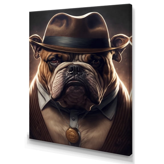 Designart Mafia English Bulldog II Canvas Wall Art
