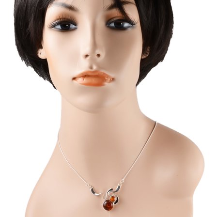 Sterling Silver and Baltic Honey Amber Necklace "Alcie"