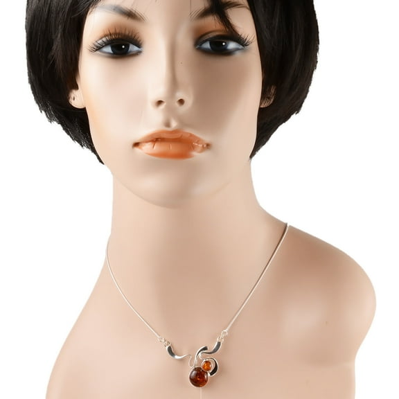 Sterling Silver and Baltic Honey Amber Necklace "Alcie"