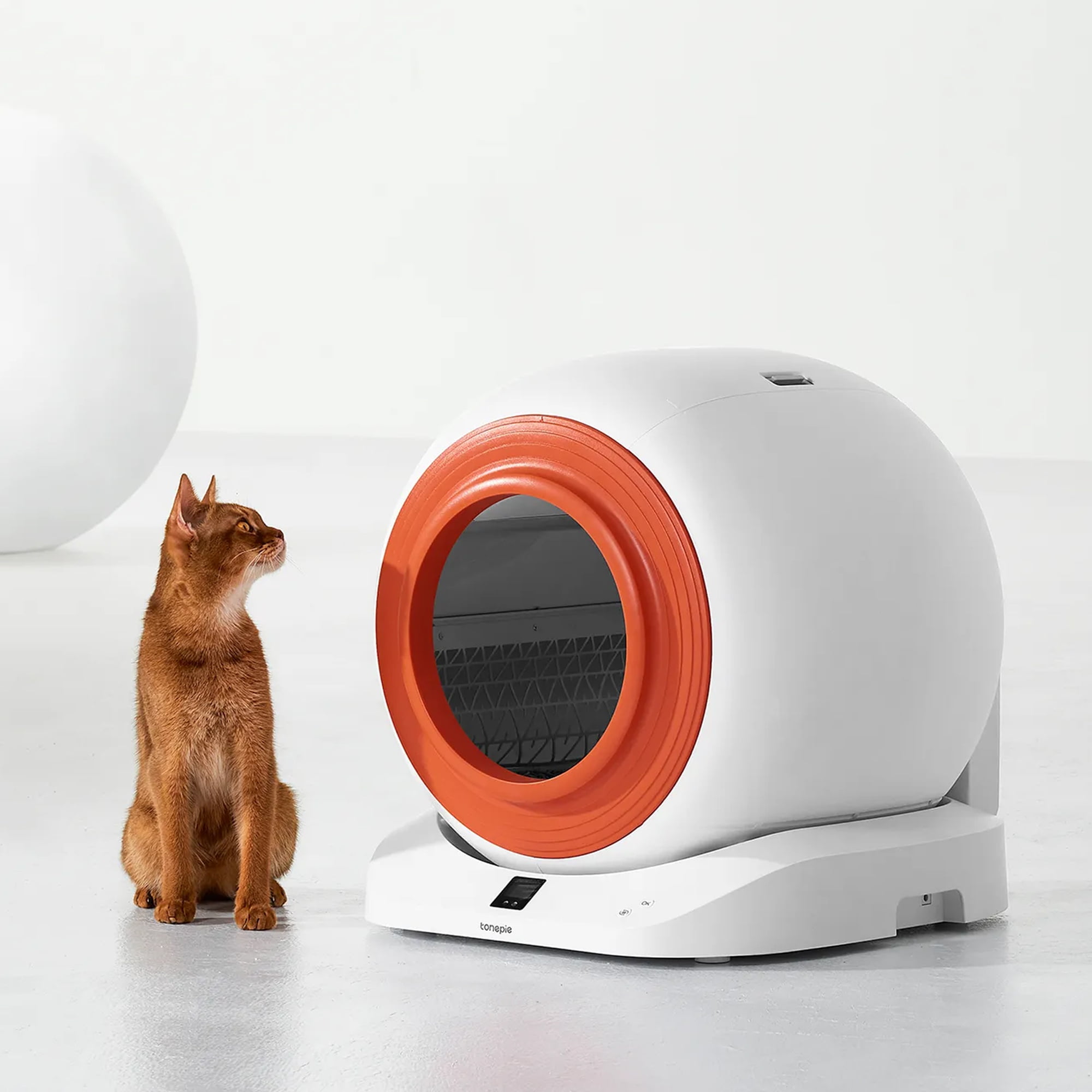 Glavbiku Smart Self-Cleaning Cat Litter Box with App Control,65L Capacity with Mat,Deodorizing,White