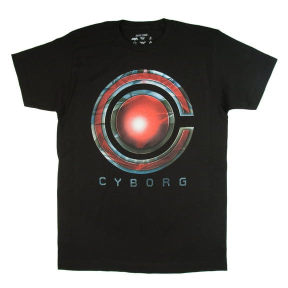 Cyborg Symbol Justice League Movie Men's T-Shirt- Large Black