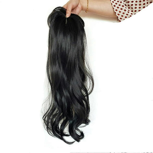 Clip On Hair Topper Long Curl/Straight Extension Cover White Sparse Hair Wig
