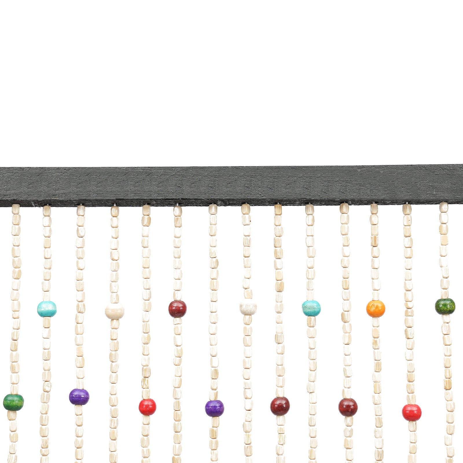Miumaeov 38 Strands Natural Bamboo Beaded Curtain Colorful Wooden Beaded Window Door Curtain Divider