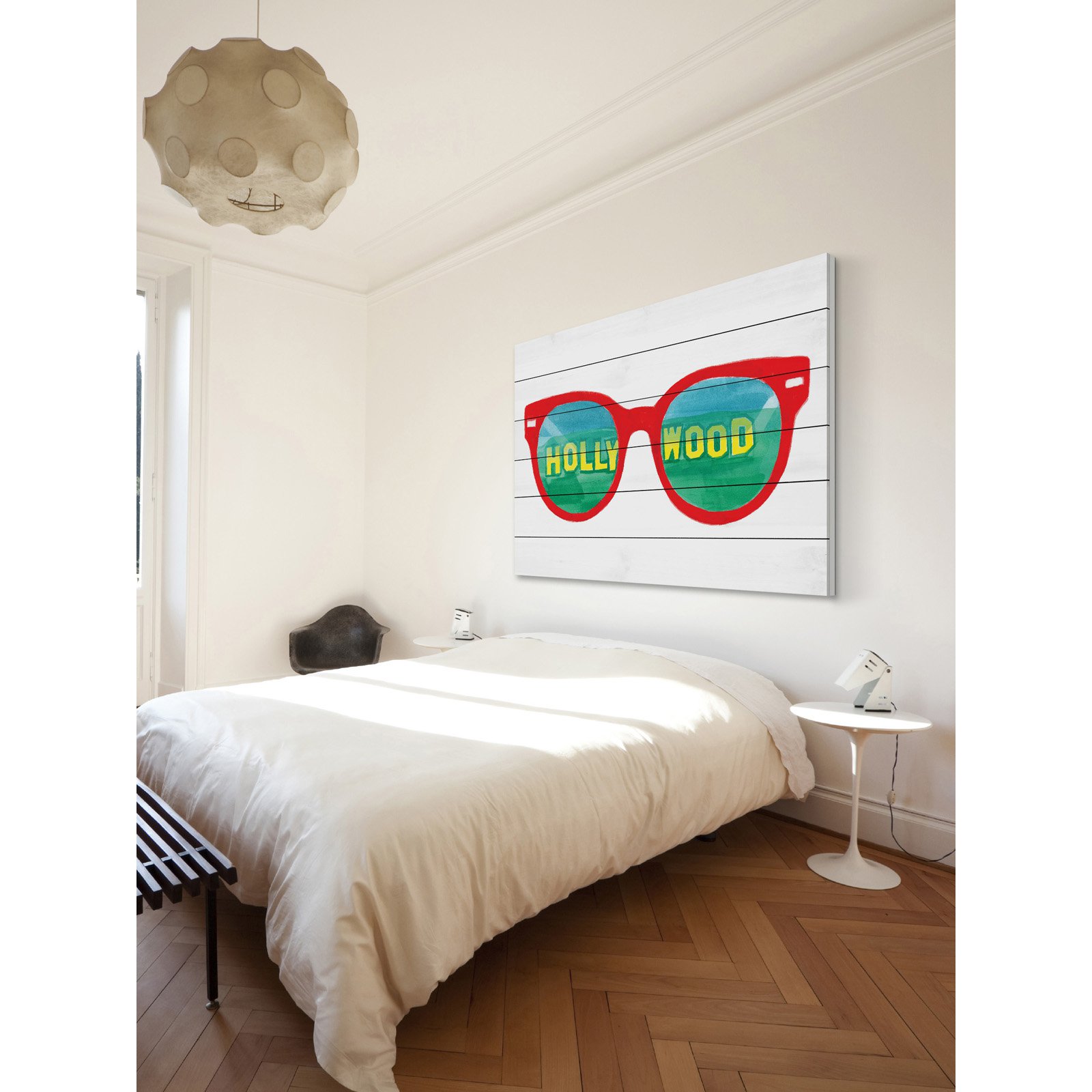 Marmont Hill "Hollywood Glasses" By Molly Rosner Painting Art Print On White Wood, 45.0" x 1.5"