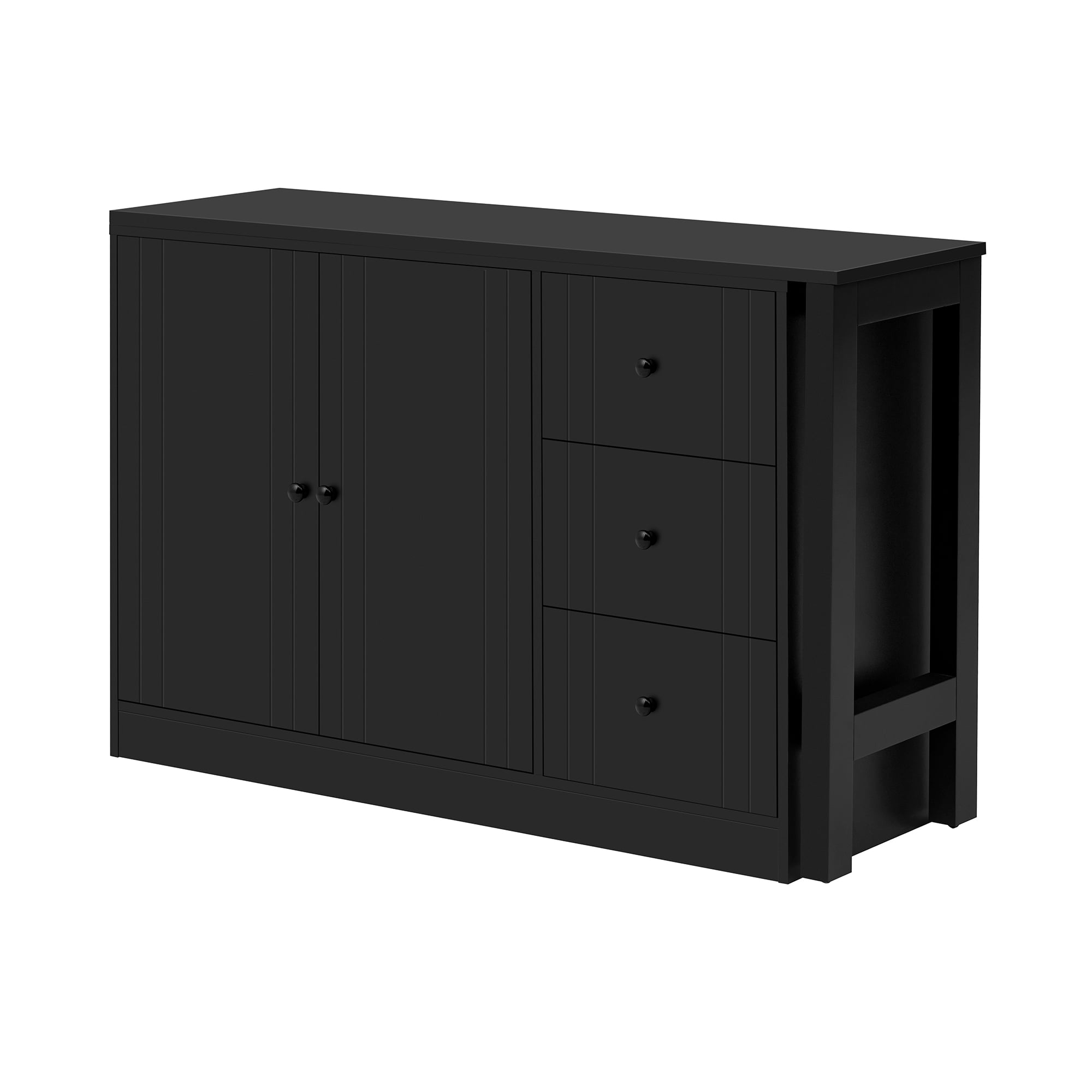 89.7" Wooden Sideboard with Extendable Table, Multifunctional Storage Cabinet with 2 Doors and 3 Drawers, for Living Room, Study, Foyer and Kitchen