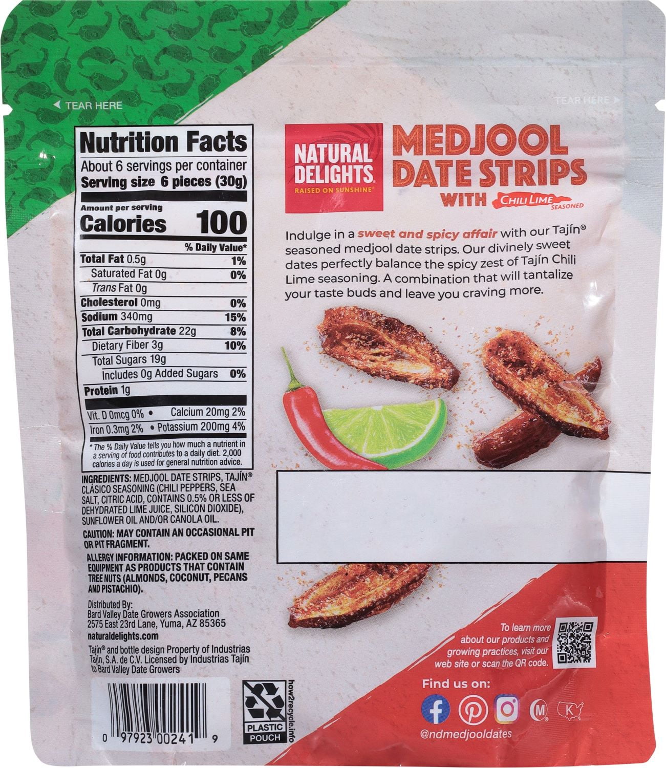 Natural Delights Medjool Date Strips with Tajin 6oz.