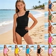 thumbnail image 2 of Baby Girl Swimsuit Ruffle Floral Lightweight Upf 50+ Protection Adjustable Straps Bathing Suit Pool Beach Swimwear 9-16y, 2 of 9