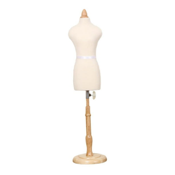 Mini maniquí de forma, mini soporte para bata de tela, soporte para drapeado con base redonda, modelo Mujer 335 cm.