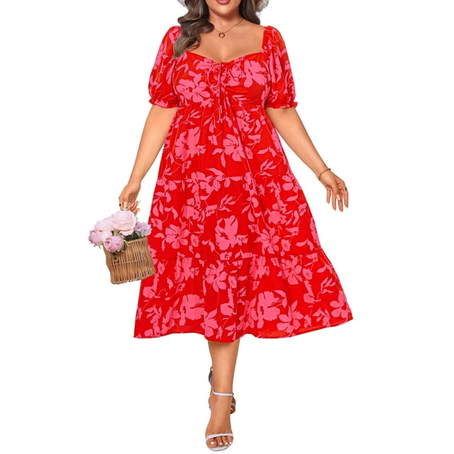 Vestido Talisea Vestido de verano bohemio floral de talla grande 2025