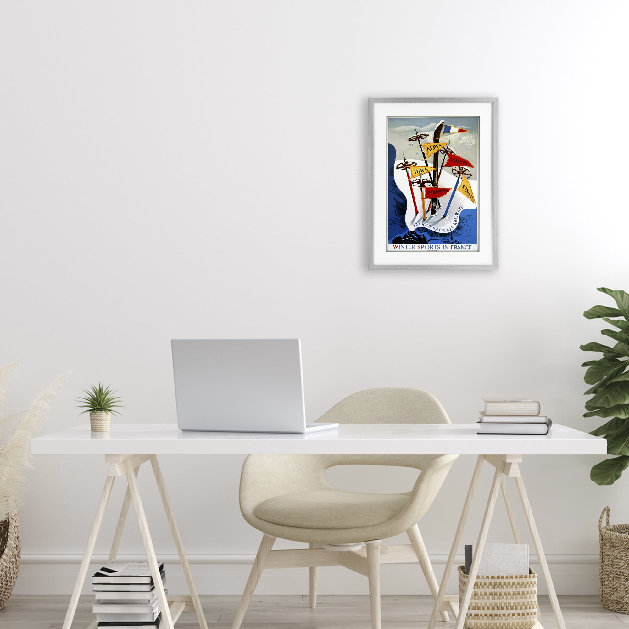 Stupell Industries Winter Sports In France Gray Framed Print Under Glass, design by Vintage Posters