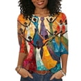 thumbnail image 2 of Pounoo Freedom Graphic Shirts for Women Summer Vintage 3/4 Sleeve Crew Neck Tops Casual Pride Celebrating Holiday Month Shirt Gift, 2 of 5