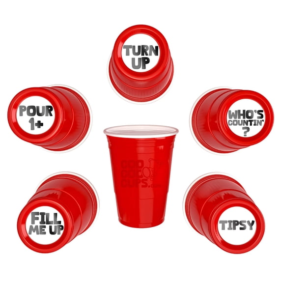 CooCoo Cups® 16 oz "Fill Me Up, Turn Up, Pour 1 , Tipsy, Who's Counting?" Party Cups - 50 Count