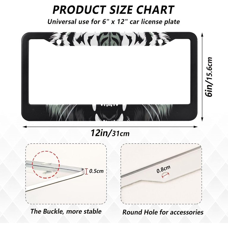 HCSS 2-Pack Crocodile Texture License Plate Frames - Stainless Steel Animal Design Holder For US 12x6" Plates
