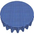 thumbnail image 4 of Round Tablecloth 60 Inch, Blue Grids Circle Tablecloth Heat Resistant Table Cloth Farmhouse Table Cover for Party, Wedding, Cocktail, Banquet, Festival, 4 of 8