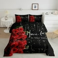 thumbnail image 2 of Red Rose Comforter Set Blooming Floral Botanical Leaf Bedding Set For Women Chic Modern Aesthetic Duvet Insert Valentines Day Gift Romance Theme Bed Set With 2 Pillowcases, King, 2 of 7