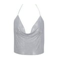 thumbnail image 1 of Mialoley Women?s Sequin Solid Color Halter V-neck Exposed Navel Camisole, 1 of 1