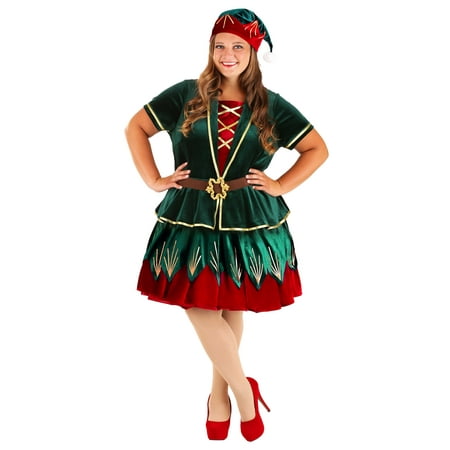 Women's Plus Deluxe Holiday Elf Costume