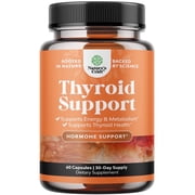 Herbal Thyroid Support Complex - Potent Kelp Iodine Supplement with L Tyrosine, Bladderwrack, Selenium & Pure Ashwagandha for Hormone Balance - Mood & Energy Dietary Pills - 60 Capsules