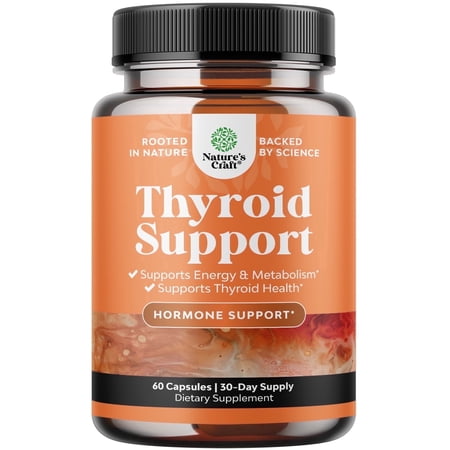 Herbal Thyroid Support Complex - Potent Kelp Iodine Supplement with L Tyrosine, Bladderwrack, Selenium & Pure Ashwagandha for Hormone Balance - Mood & Energy Dietary Pills - 60 Capsules