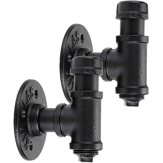 Jinsinto 2pcs Vintage Industrial Iron Pipe Coat Hat Hook - Wall Mounted Retro Pipe Hook Hanger Holder Hanging Storage Rack For Robe, Towel, Bag, Umbrella