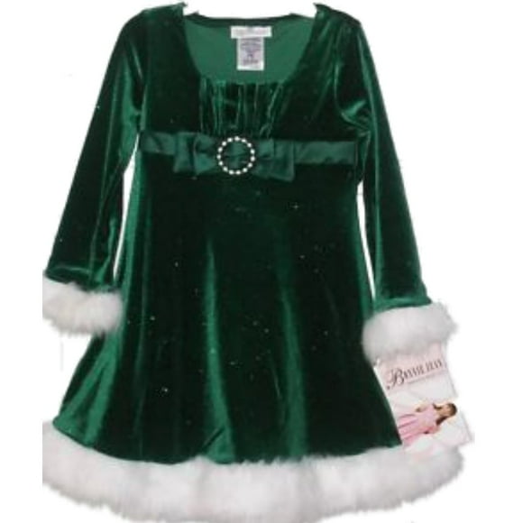 Bonnie Jean Girls Dress, Little Girls Santa Dress (2/2T, Green)