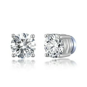 Silver Round Magnetic Clip On Stud Earrings Created with Swarovski® Crystals