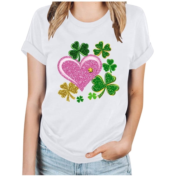 Camisetas de Manga Corta para las Mujeres de Moda Imprimir Cuello Redondo Camiseta, Mezcla de Poliéster Ligero para Primavera Verano Otoño