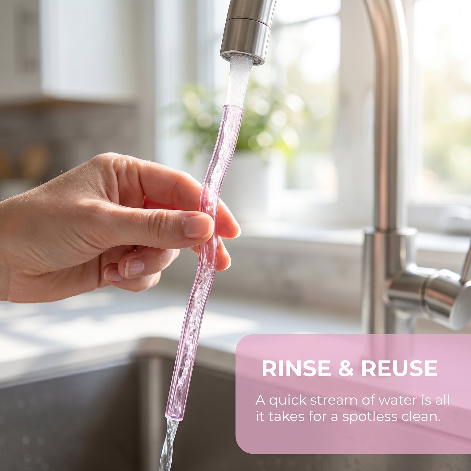 Unique Bargains 10Pcs Reusable Glass Dishwasher Safe Straws Pink