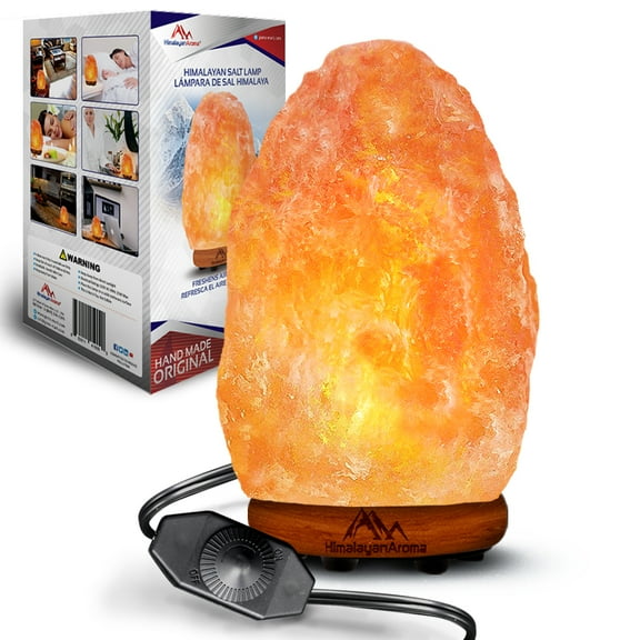Himalayan Aroma Salt Lamp - Himalayan Salt Lamp, 7-9 lbs, 7-9 inch Height, Handmade, Dimmer Switch, Wood Base, Home Decor, Night Light