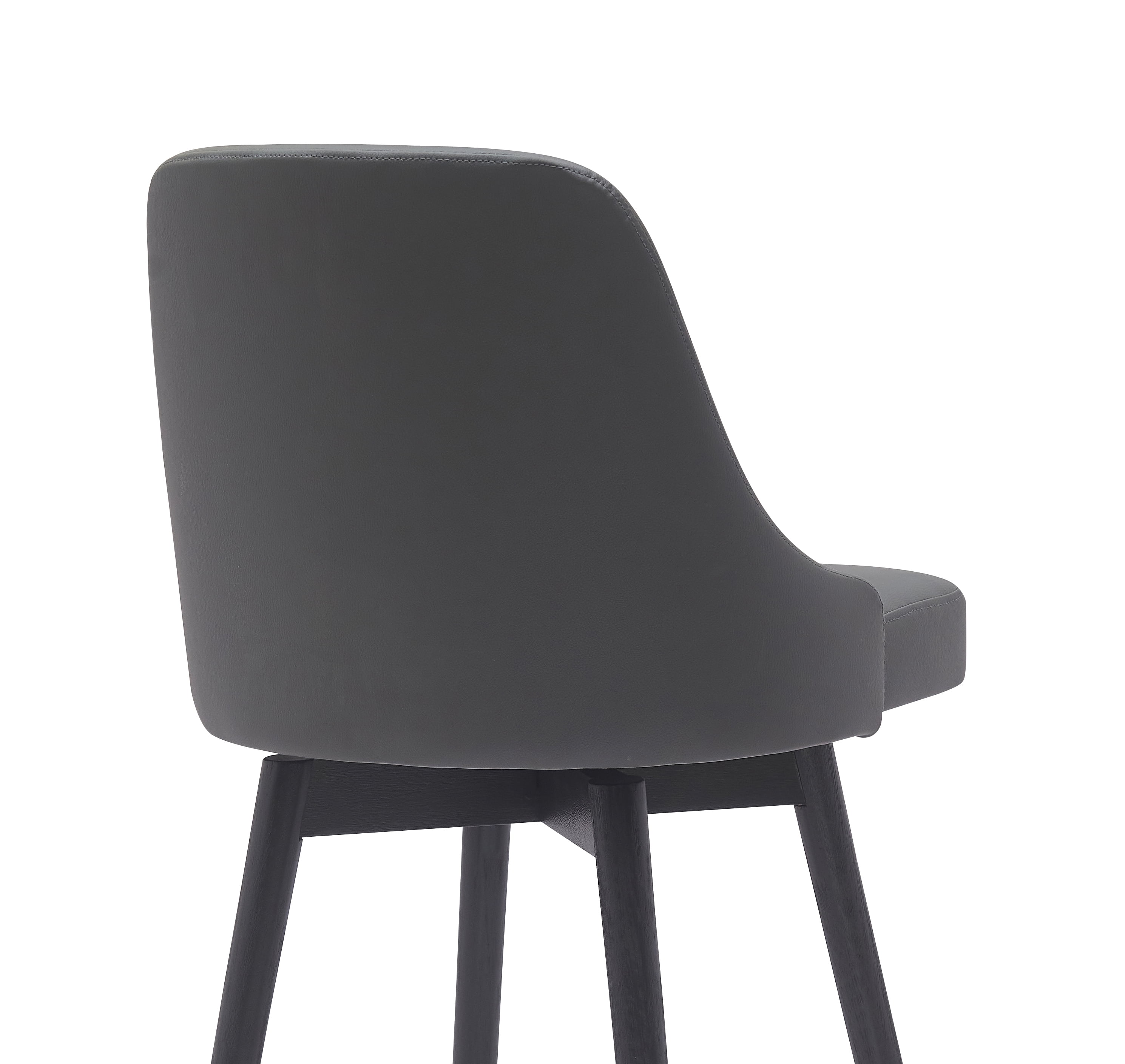 Armen Living Indoor Sicily 26" Swivel Walnut Wood Counter Stool in Gray Faux Leather