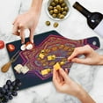 thumbnail image 4 of Lotus Cutting Board, Ornamental Vibrant Mandala Universe Folk Tribal Illustration Print, Decorative Tempered Glass Cutting and Serving Board, Wine Bottle Shape, Multicolor, by Ambesonne, 4 of 5