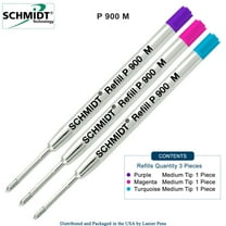 3X Schmidt P900 M Parker Style Ballpoint Refill Purple/Magenta/Turquoise Medium Tip