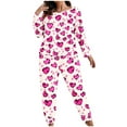 thumbnail image 6 of Censtreet Plus Size Women's Heart Printed Pajamas Sets 2 Piece Long Sleeve Pj Sleepwear Soft Comfy Tops and Pants XL-5XL, 6 of 6
