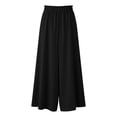 thumbnail image 4 of RYDCOT Women's Summer Solid Color Button High Waist Wide Leg Palazzo Pants with Pockets Black, 4 of 8