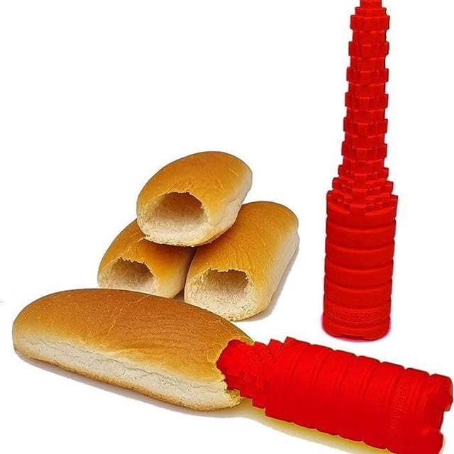 Pièces Perceuse à Hot-Dogs - Conception Précise de Perceuse à Trous - Perforatrice pour Pains à Hot-Dogs - Mini Outil pour Faire des Hot-Dogs - 19,5*4*1,8 cm - pour Faire Vos Propres Pains à Hot-Dogs - Rouge