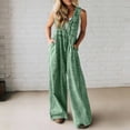 thumbnail image 2 of Umfun Women's Vintage Wash Sleeveless Denim Jumpsuit with Drawstring Waist - Loose Fit Wide Leg Overalls for Beach Holiday & Daily Outings, 2 of 9
