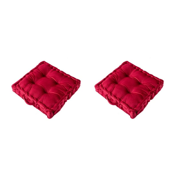 Toystoory Cojín de asiento cuadrado Cojín de silla Sofá Alfombra de piso Antideslizante Balcón de negocios Sala de estar Dormitorio Asientos Rojo 42*42*9cm 2Conjunto