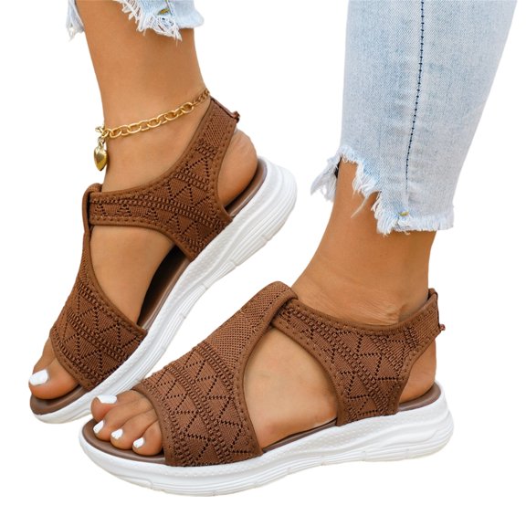 Women Walking Sandals Arch Support Orthotic Comfortable Plantar Fasciitis Non-slip Casual Open Toe Sport Sandals for Athletic Summer Beach Brown 38