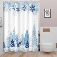 thumbnail image 3 of 72x84 Inch Merry Christmas Long Fabric Shower Curtains Snowflake Xmas Tree Winter Polyester Bath Curtain Farmhouse Wonderland Stall Shower Curtain for Kids Bathroom Decor Waterproof with Hooks, 3 of 6