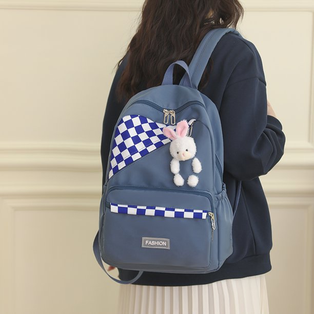 Mochila para niños Mochila grande para estudiantes Mochila con cremallera con colgante de animal lindo (Azul) FLhrweasw Nuevo