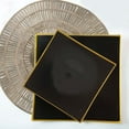 thumbnail image 6 of Efavormart 10 Pack | 8" Black / Gold Concave Square Hard Plastic Dinner Plates, Disposable Party Plates, 6 of 11