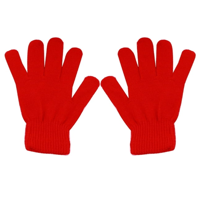 MesaSe Gloves Solid Color Multi-use Acrylic Unisex Full Finger Warm Mittens for Winter