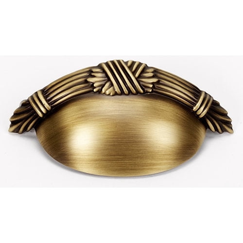 Alno A882-3-AE Ribbon and Reed 3" Cabinet Cup Pull Antique English