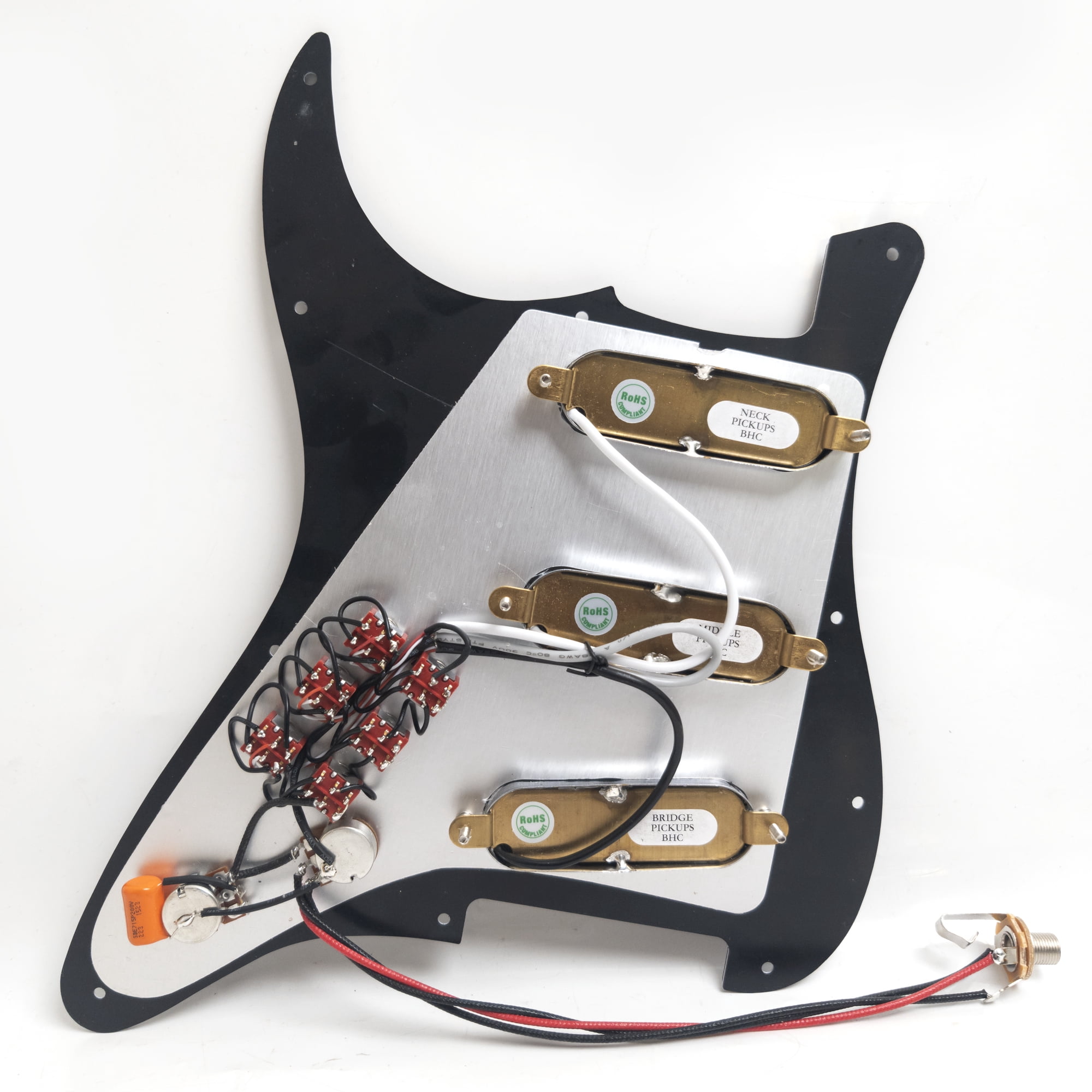 Guitar Prewired Loaded Pickguard, with SSS Burns Tri Sonic Single Alnico 5 pickups For Fender Strat Guitar