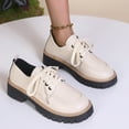 thumbnail image 6 of Beige Ladies Fashion Round Toe Leather Shoes In British Style With Matte Finish And Lace Up Closure For Everyday Use, 6 of 8