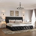 thumbnail image 3 of Ourlova King Size Bed Frame with 4 Storage Drawers and Adjustable Headboard Linen Upholstered Platform Bed Frame Diamond Stitched Button Tufted No Box Spring Needed Black, 3 of 7