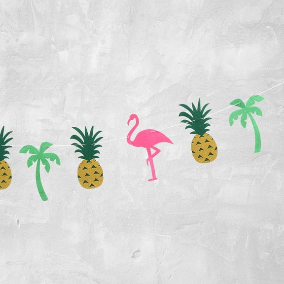 Raindrops Hawaiian Luau Garland Flamingo Pineapple Banners for Summer Pool Birthday Party Decoration (Flamingo Pineapple Style)