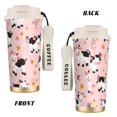 thumbnail image 2 of Stainless Steel Coffee Cup 7.7×2.6×3.5in Tapered Design Nylon Woven Wrist Strap Portable Durable Cup Bottom With Non-Slip Sticker Cute Little Cow, 2 of 8