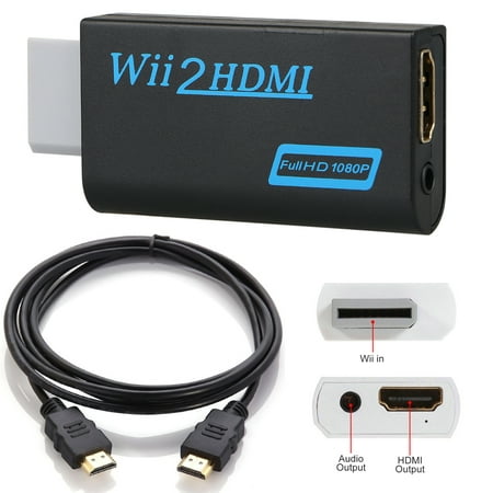 1080p Wii to HDMI Converter Adapter HD Video Audio Output + 6Ft HDMI Cable for Nintendo