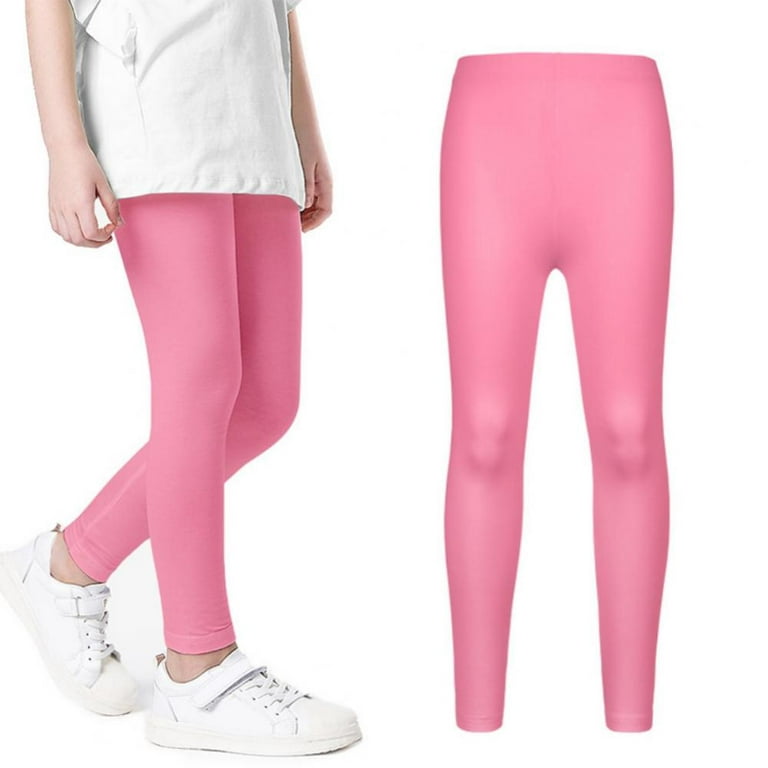 Kids Girl Athletic Pants Soft Footless Leggings Solid Color